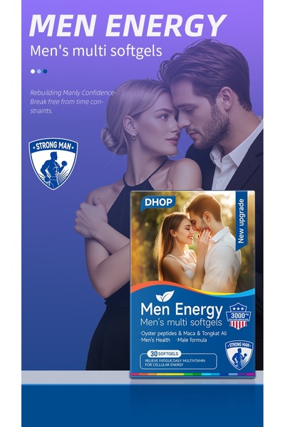 HPM Men Energy Softgels, Oyster Peptides Maca & Tongkat Ali Male Health Supplement, 30 Counts