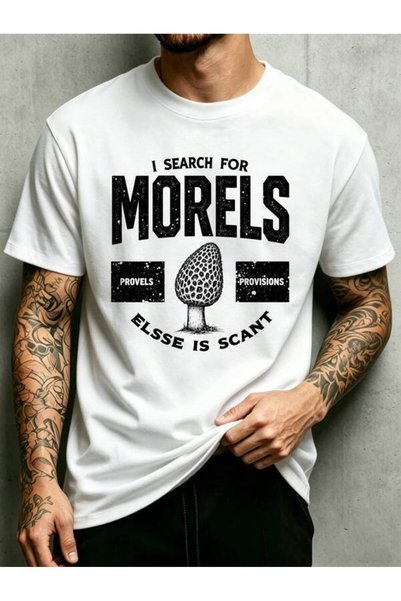 STITCHLY Casual, Men's T-Shirt, Morel Hunting Design, Outdoor Spring Activity, Gift for Mushroom Enthusiasts