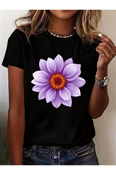 1001 Line Women's Loose-fit Round-neck Short-sleeve Solid Color T-shirt for C...