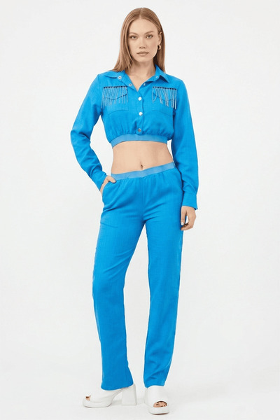 Fulla Moda Chain Detailed Elastic Waistband 2-Piece Set