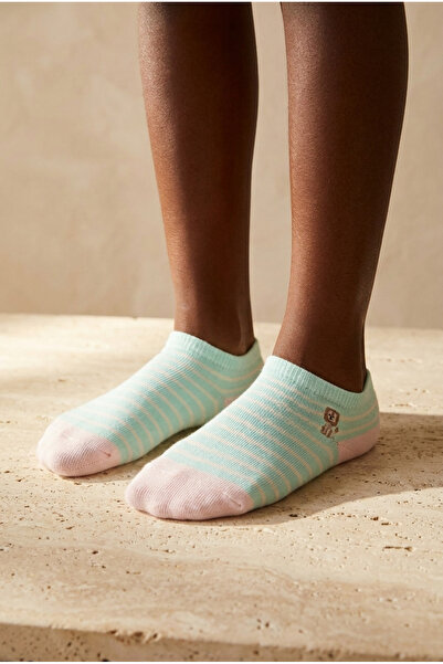 Katia&Bony Children's Stripe Patterned Embroidered Step Socks Green