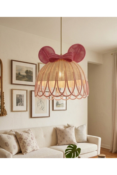Niobehome Mickey Mouse Pembe Rattan Avize