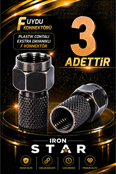 Mesef 3 ADET Siyah F uydu konnektörü / RG6 F konnektör / Plastik contalı / RG...