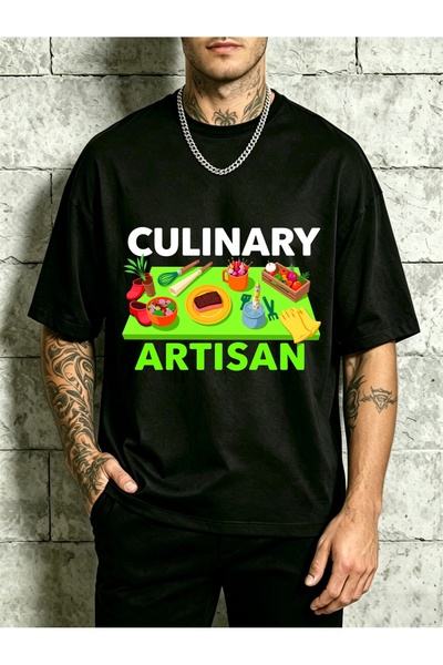 212Wear تي شيرت رجالي بتصميم فني مطبوع عليه شعار Culinary Artisan، بقصة فضفاض...