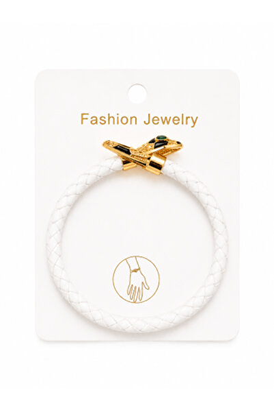 KAYANCLICK Women's braided bracelet in white with a gold stainless steel clas...