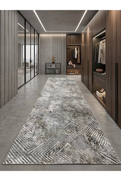 Leydi Carpet Antiq Halı Gri Modern Kaymaz Taban Salon Hol, Koridor Mutfak Yık...
