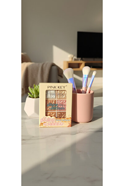 PİNK KEY Baked Shine Attitude Highlighter, 6-Color Palette (Ym3004)