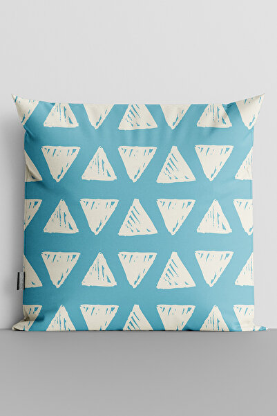 TicaretJet White Triangles Double Sided Digital Printed Throw Pillow Cover