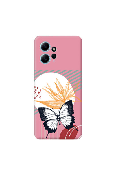 Other Xiaomi Redmi Note 12 4G Butterfly Lines Pink Colored Silicone TPU Θήκη