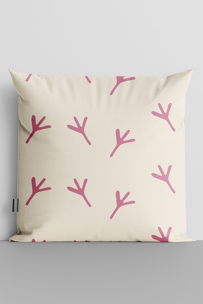 TicaretJet Red Footprints Double Sided Digital Printed Throw Pillow Cover