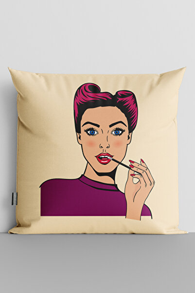TicaretJet غطاء وسادة مطبوع رقميًا على الوجهين للنساء من Popart - 193