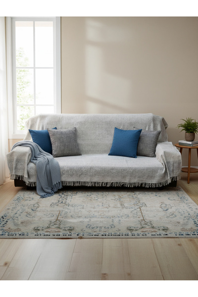 Myevilla My Evilla Light Gray Sofa Cover with Non-Slip Base, Stylish Textured...