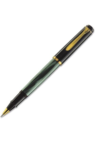 Pelikan Classic R200 Pen in Green and Black with Ballpoint Nib and Gold Trim ...