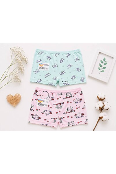 DİAMOND OUTLET Girl's 100% Cotton Boxer Briefs 2-Pack Flexible Comfortable Fi...