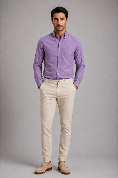 bihan store Men's Long Sleeve Classic Shirt - 2655,04,2,1 - Lilac