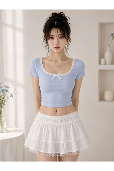 İsra Ayyıldız Moonstar Collection Baby Blue Coquette Lolita Dantel Detay Kısa...