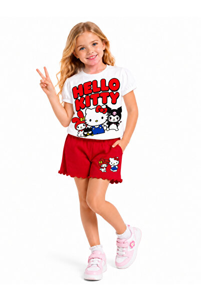 Hello Kitty НОВ СЕЗОН ЛИЦЕНЗИРАН ДЕТСКИ КОМПЛЕКТ КЪСИ ПАНТАЛОНИ И ТОП