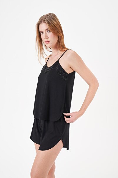 PJS Ženski set crnih tkanih šortsa 29007