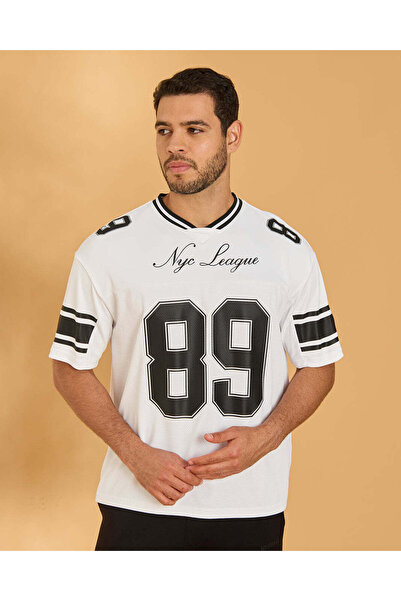 REDTAG Men White Over Size Sports T-Shirt
