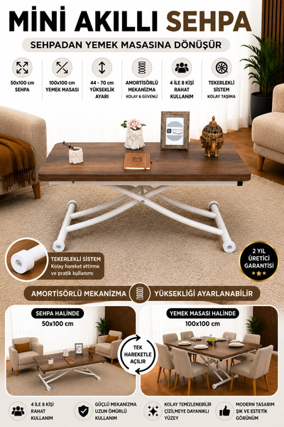 SEHPAM AKILLI Mini Juppo Akıllı Sehpa Yükseklik Ayarlı Masa Modelleri