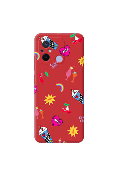 Other Xiaomi Redmi 12C glam time Red Colored Silicone TPU Θήκη