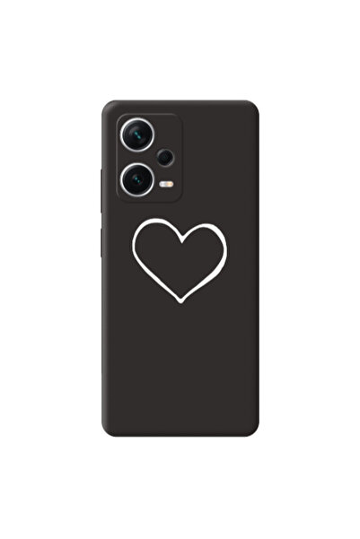 Other Xiaomi Poco X5 White heart Black Colored Silicone TPU Θήκη