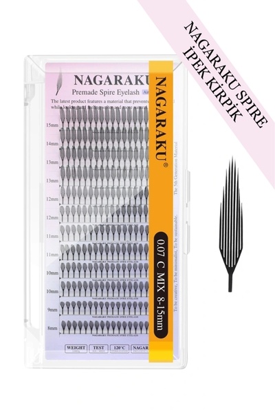 NAGARAKU İpek Kirpik 0,07C Kıvrım Spire MIX Karışık Uzunluk