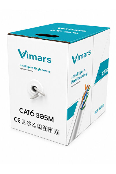 vimars CAT6 23AWG 305 Metre 0.50mm Gri UTP Ethernet İnternet Kablosu