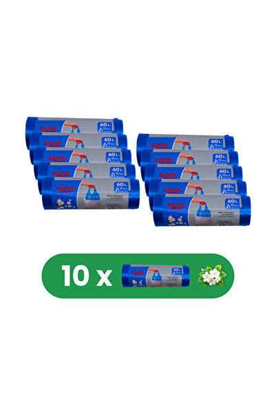 SAFİR Set de 10 saci Role Menajeri de 60L cu mâner, 15 bucăți/rolă, cu parfum...