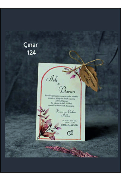 Çınar DÜĞÜN-KINA-NİŞAN DAVETİYESİ BASKI DAHİL(50 ADET) 0124