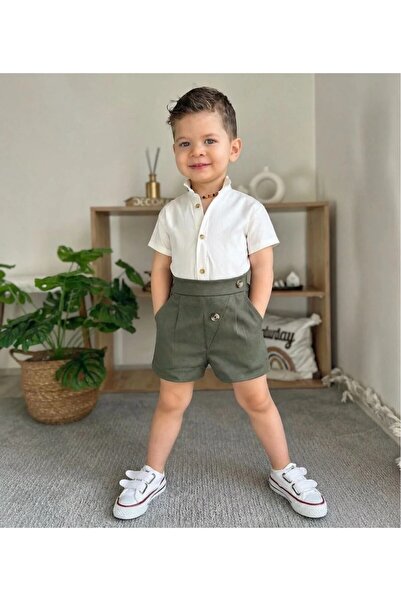 favorimkids Serin Yaz Seti Gömlek dahildir yeşil takım yazlık