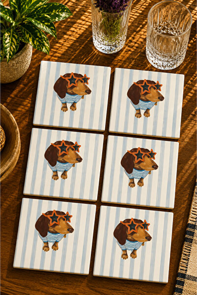 JHAAR Dog Design Modern 6-Piece Set Coasters - Uv Printing Mdf - 10X10 cm