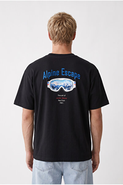 Respire Men's Alpine Embroidered Oversize T-Shirt Black