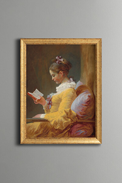 epiqart فتاة تقرأ كتابًا - لوحة بتصميم عتيق - نموذج رشيق