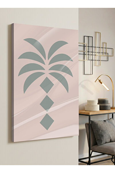 LOWHA Canvas Wall Art Stretched Over Wooden Frame with Palm Design