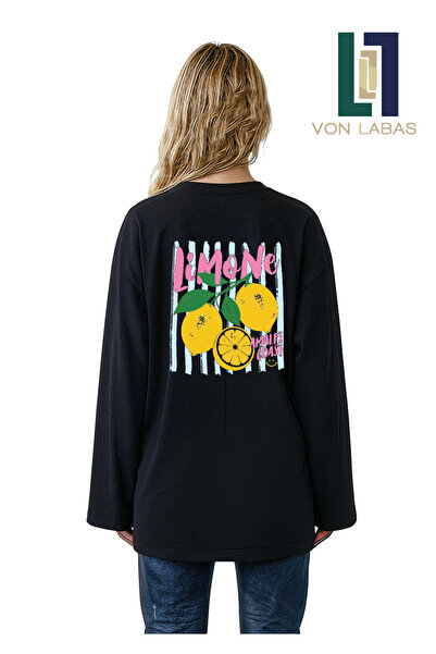 Grafftee Clothing تيشيرت أسود بأكمام طويلة وواسعة، مصنوع من القطن بنسبة 100%،...