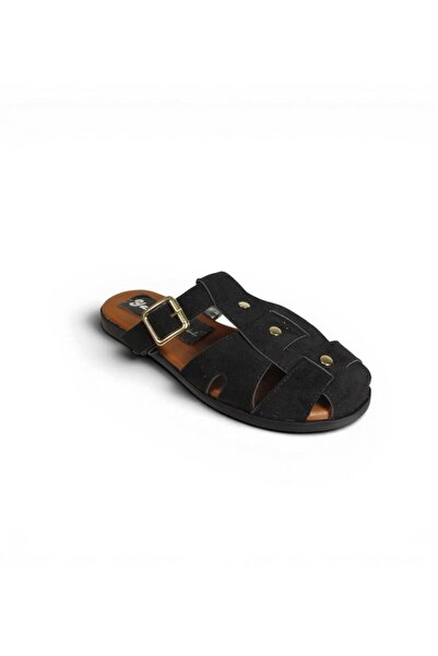 Yaz Kış Ayakkabı Yazkiş Women's Black Tan Suede Closed-Front Cross-Strap Slip...
