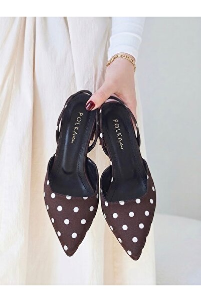 POLKA STORE Blush Polka Dot Pointed Toe Short Block Heeled Women's Shoes