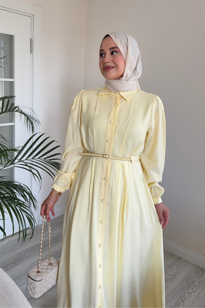 salisburys فستان مولي نيلي النسائي الطويل الأنيق مع حزام وأزرار