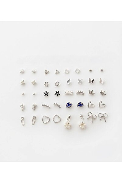 Nevara Assorted Women's Earrings Set-20 Pairs (40 Pieces) with Stylish Silver...