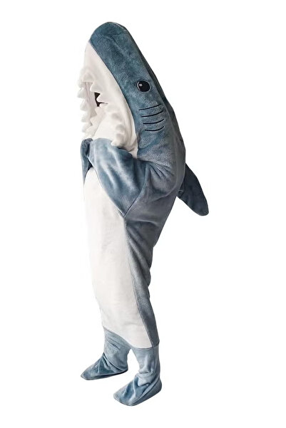 GGEROU Cartoon One Piece Shark Sleeping Bag Flannel Blanket Shark Couple Loun...