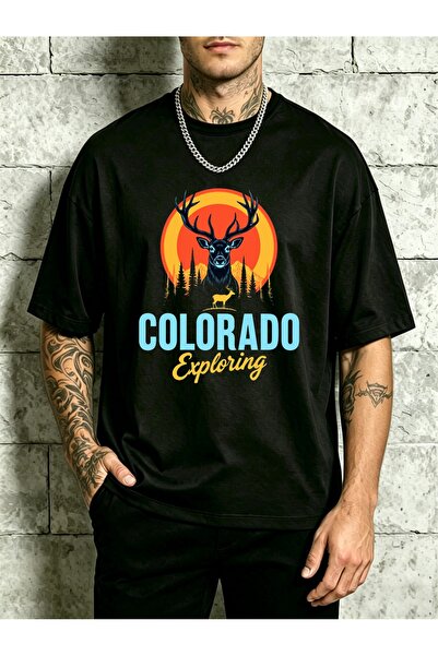 12 Teknoloji Colorado Exploring Deer Mountain Sunset Design Men'S Crewneck T-...