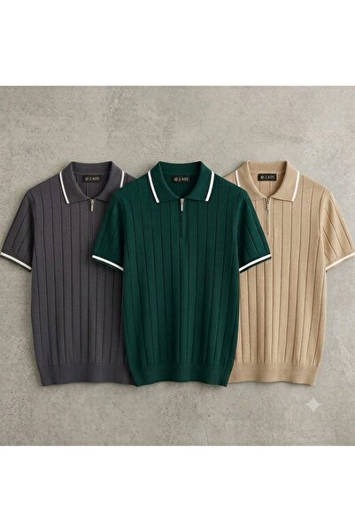 zs zaos fashion 3-Piece Advantageous Set Men's Short-Sleeved Polyoya Knitwear...