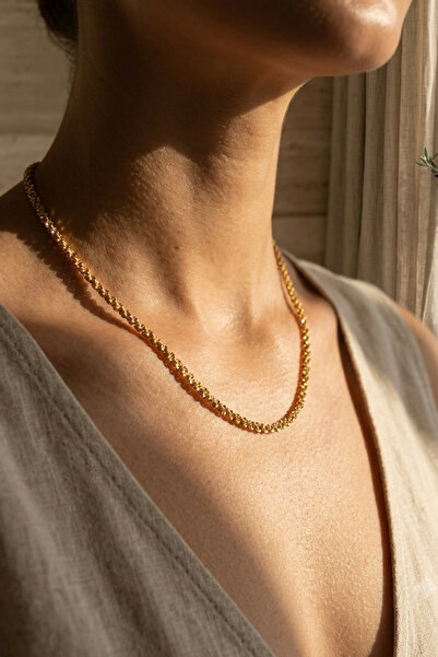 Rua Jewelry قلادة نيكسس إيطالية من الفولاذ 3 ملم لون ذهبي |   مقاوم للسواد، ن...