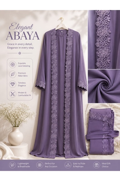 Generic Premium Abaya lace with Matching Hijab | Luxury Modest Islamic Wear |...