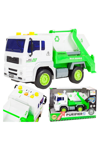 MalPlay Camion de gunoi de jucărie cu container, cu sunet și lumină