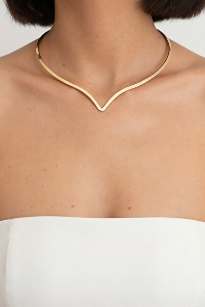 RMY MODA Women's Gold Special Cut Choker Necklace