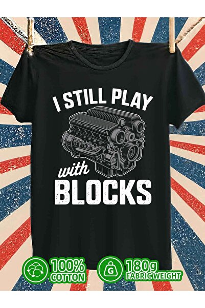 BASEPULSE Engine Block Play Build T-Shirt | Men'S 180G 100% Black Comfortable...