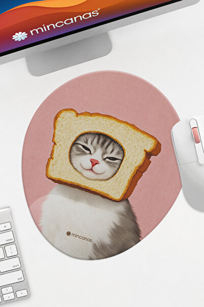 Mincanas Cute Cat Illustrated Oval Mouse Pad with Wrist Support