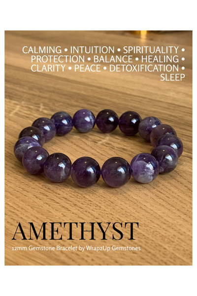 Wrap2Up AMETHYST 12mm GEMSTONE BRACELET